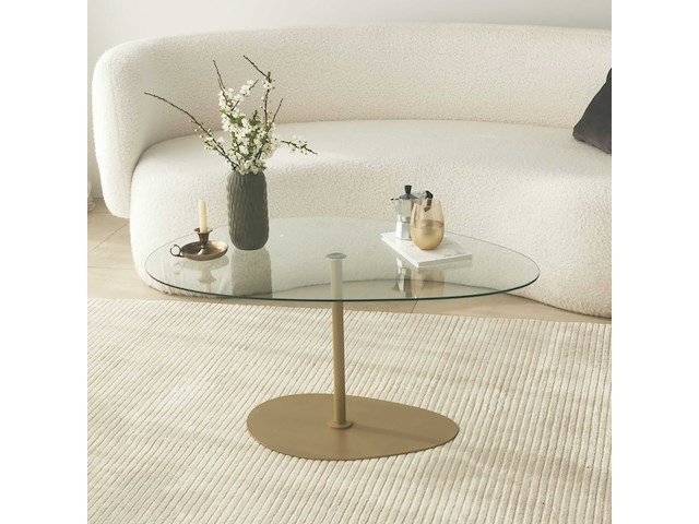 Porto salontafel | gehard glas | transparant, goud - afbeelding 4 van  7