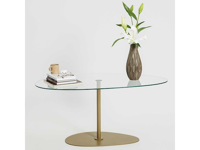 Porto salontafel | gehard glas | transparant, goud - afbeelding 5 van  7