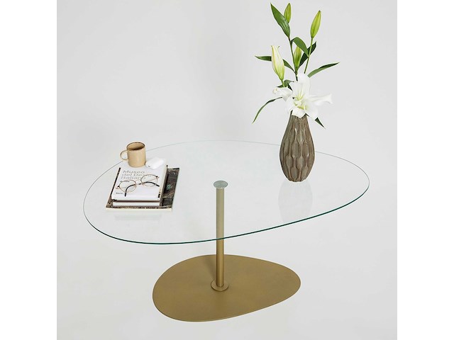 Porto salontafel | gehard glas | transparant, goud - afbeelding 6 van  7