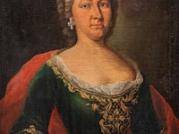 Portrait of a noble lady in 18thc fashion, oil on canvas 79 x 63 cm. (31.10 x 24.80 in.), frame: 92 x 79 cm. (36.21 x 31.10 in.)