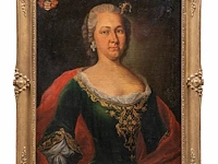 Portrait of a noble lady in 18thc fashion, oil on canvas 79 x 63 cm. (31.10 x 24.80 in.), frame: 92 x 79 cm. (36.21 x 31.10 in.) - afbeelding 2 van  5