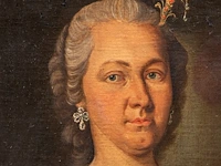 Portrait of a noble lady in 18thc fashion, oil on canvas 79 x 63 cm. (31.10 x 24.80 in.), frame: 92 x 79 cm. (36.21 x 31.10 in.) - afbeelding 4 van  5