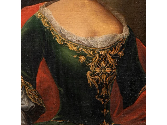 Portrait of a noble lady in 18thc fashion, oil on canvas 79 x 63 cm. (31.10 x 24.80 in.), frame: 92 x 79 cm. (36.21 x 31.10 in.) - afbeelding 5 van  5