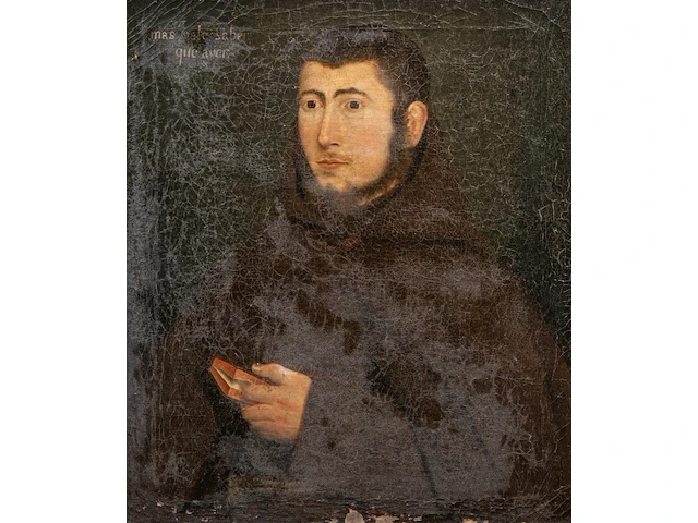 Portrait of a spanish monk, oil on canvas 68 x 58 cm. (26.76 x 22.82 in.), frame: 85 x 75 cm. (33.46 x 29.53 in.) - afbeelding 1 van  5