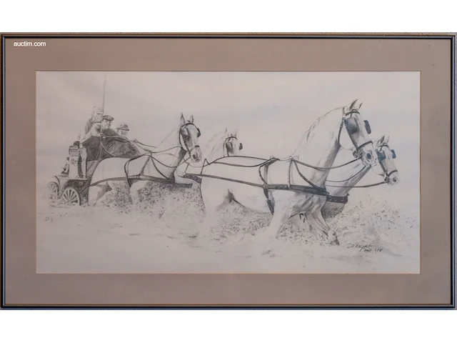 Potloodtekening d. regout (1988) "vierspan in... - afbeelding 1 van  3
