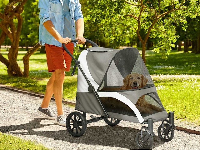 Poussette pour chiens pliable pour grands chiens & chats jusqu'à 30 kg - afbeelding 1 van  8