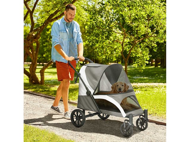 Poussette pour chiens pliable pour grands chiens & chats jusqu'à 30 kg - afbeelding 2 van  8