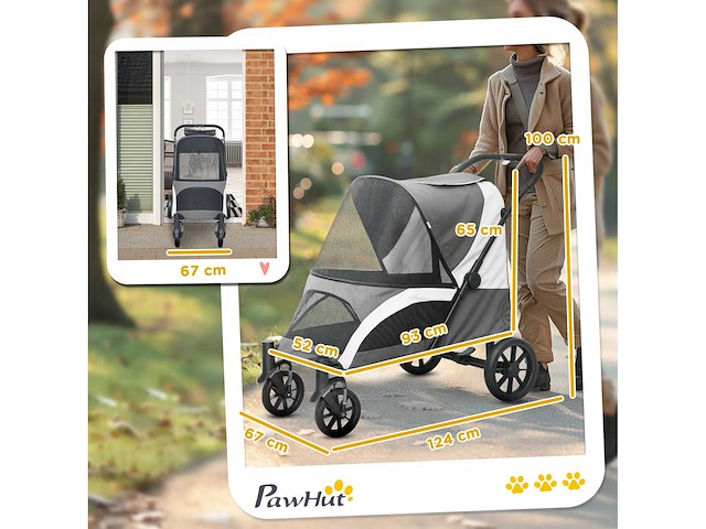 Poussette pour chiens pliable pour grands chiens & chats jusqu'à 30 kg - afbeelding 4 van  8