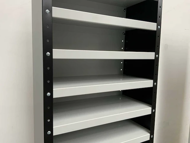 Povag omp-326.01 legbordkast - 12 legborden - 1980x600x300mm zwart/grijs - afbeelding 1 van  2