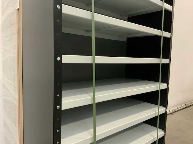 Povag open legbordkast - 10 legborden zwart/licht grijs - afbeelding 4 van  5