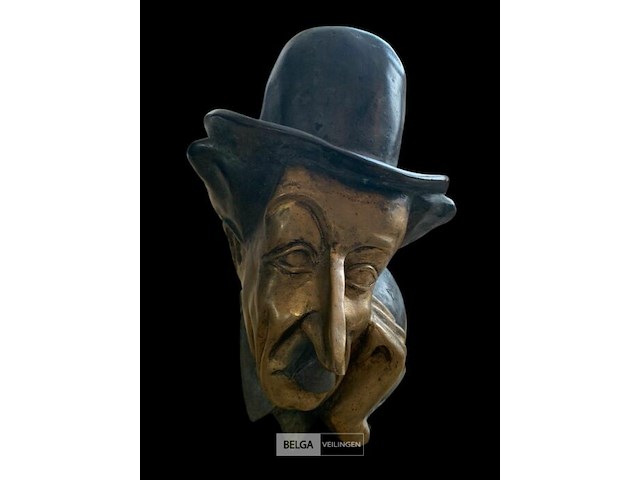 Prachtig bronzen hoofd charlie chaplin - afbeelding 1 van  4