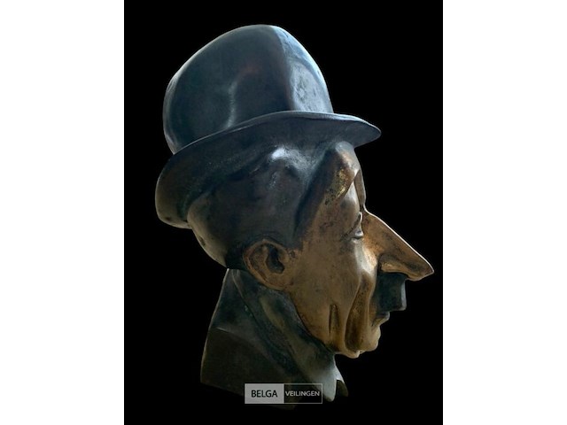 Prachtig bronzen hoofd charlie chaplin - afbeelding 2 van  4