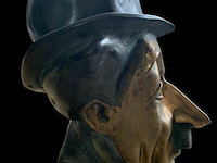 Prachtig bronzen hoofd charlie chaplin - afbeelding 2 van  4