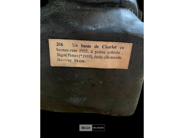 Prachtig bronzen hoofd charlie chaplin - afbeelding 4 van  4