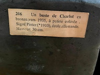 Prachtig bronzen hoofd charlie chaplin - afbeelding 4 van  4