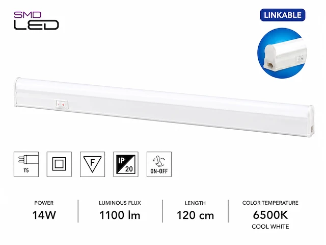 Praktische led onderbouwlamp – 14w – 6400k koud wit – ip20 – sigma-14 (10 stuks) - afbeelding 3 van  5