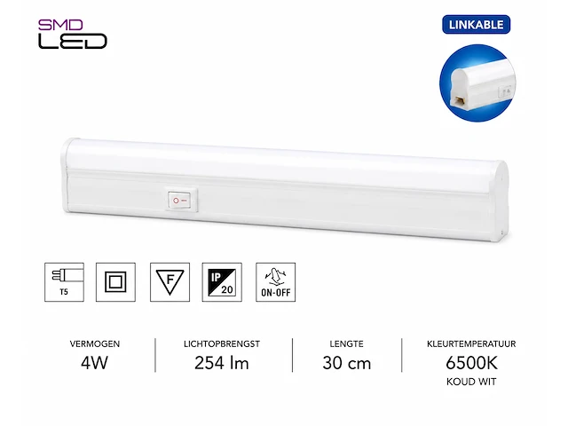 Praktische led onderbouwlamp – 4w – 6400k koud wit – ip20 – sigma-4 (10 stuks) - afbeelding 4 van  5