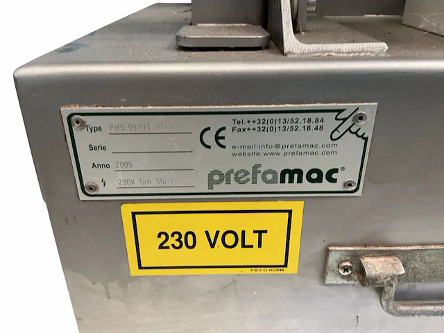 Prefamac phs 05/03-01 chocolademachine, bouwjaar 2005, 230v - afbeelding 14 van  14