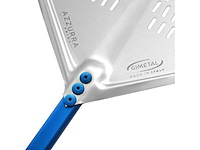 Premium rechthoekige pizza peel - azzurra - aluminium - 330x330mm - geperforeerd - 60cm handvat - afbeelding 6 van  7