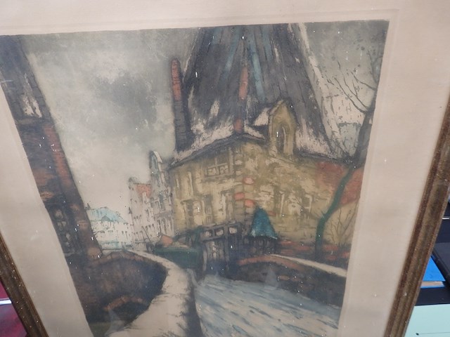 Prent brugge 65/85 gesigneerd - afbeelding 1 van  3