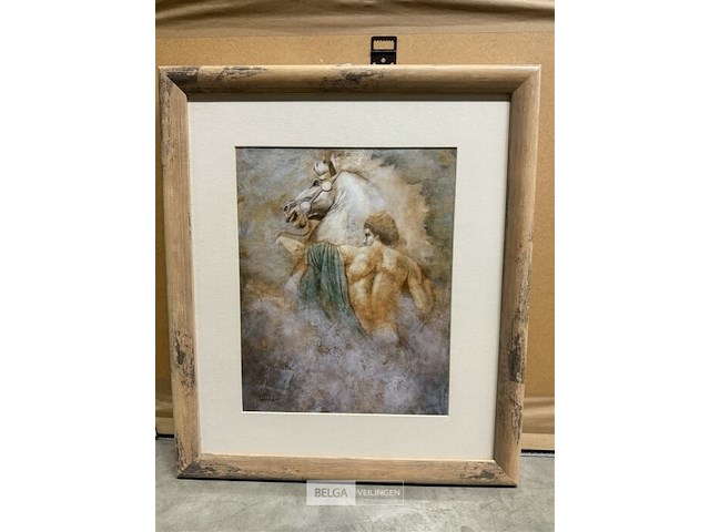 Prentkunst man en paard - afbeelding 1 van  1