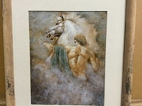 Prentkunst man en paard - afbeelding 1 van  1