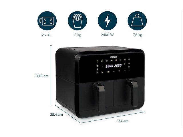 Princess - dubbele friteuse - met heteluchtfunctie en timer - afbeelding 4 van  5