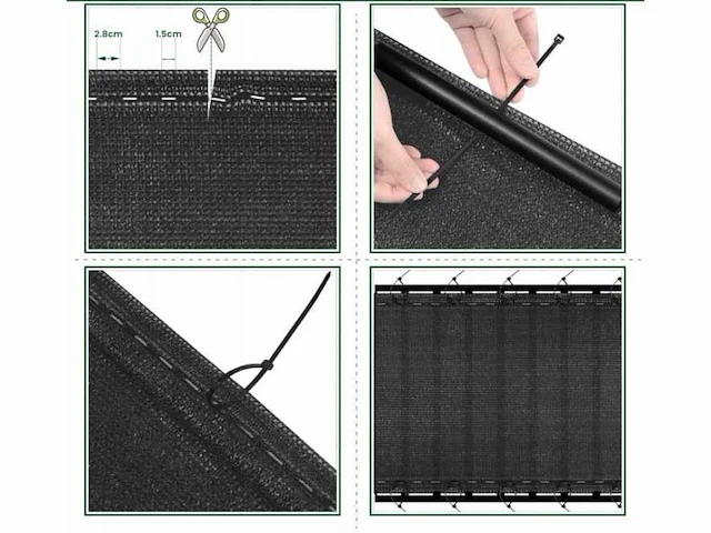 Privacy schaduwnet voor hek 1 x 15 m, 280 g/m², hdpe - afbeelding 2 van  3
