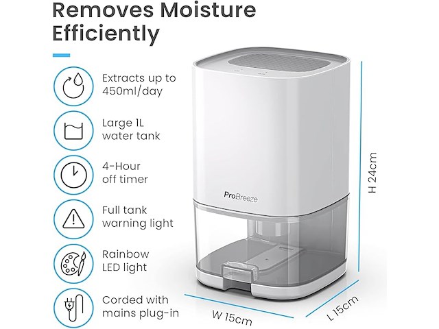 Pro breeze 1000ml luchtontvochtiger - afbeelding 3 van  5