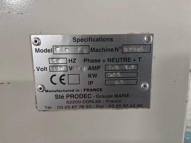 Prodecor fac m1 stokbroodmachine - afbeelding 6 van  7