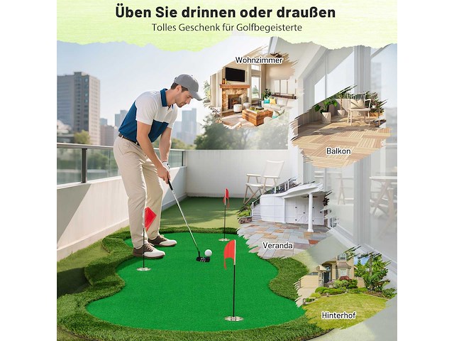 Professioneel golfset voor drie gaten, ballen voor thuis, 300 x 150 cm - afbeelding 4 van  5