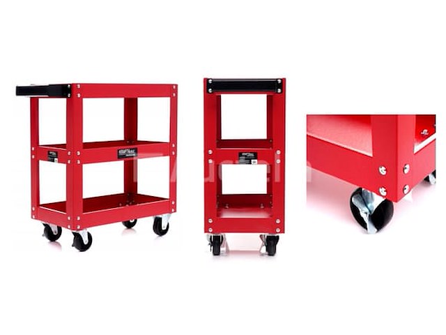 Professionele 3-schappen trolley met wielen kraft&dele - afbeelding 3 van  3