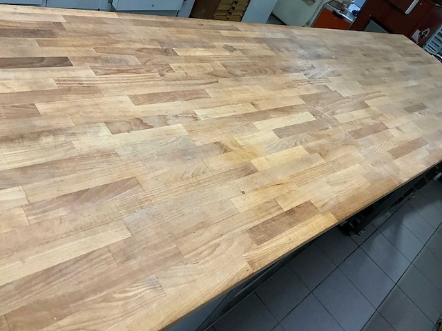 Professionele bakkerij werktafel - rvs + massief houden blad - afbeelding 3 van  10