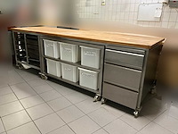 Professionele bakkerij werktafel - rvs + massief houden blad - afbeelding 1 van  10