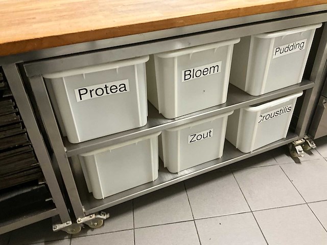 Professionele bakkerij werktafel - rvs + massief houden blad - afbeelding 7 van  12