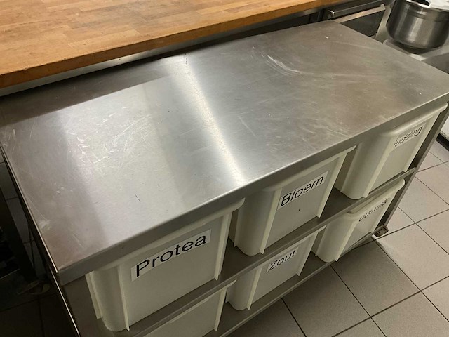 Professionele bakkerij werktafel - rvs + massief houden blad - afbeelding 8 van  12