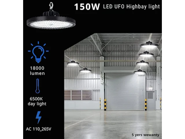 Professionele dimbare led highbay ufo pro – 150w – web-150 (5 stuks) - afbeelding 4 van  6