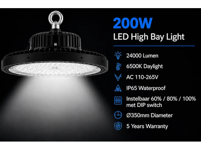 Professionele dimbare led highbay ufo pro – 200w – web-200 (10 stuks) - afbeelding 4 van  6
