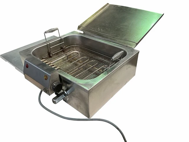 Professionele elektrische roestvrijstalen patisserie- of visfriteuse mkn 58x56x27 cm - afbeelding 2 van  14