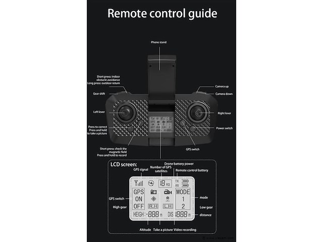 Professionele gps drone met 8k hd 3x camera video 4k 5g verbinding met obstacle avoidance - zwart, met big screen. - afbeelding 2 van  19