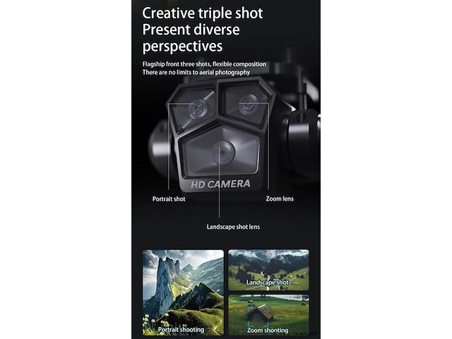 Professionele gps drone met 8k hd 3x camera video 4k 5g verbinding met obstacle avoidance - zwart, met big screen. - afbeelding 8 van  19