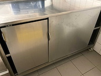 Professionele inox horeca-inrichting: werktafel, verrijdbare tafel, wandrek (3x) - afbeelding 10 van  18