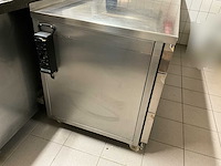 Professionele inox horeca-inrichting: werktafel, verrijdbare tafel, wandrek (3x) - afbeelding 4 van  18