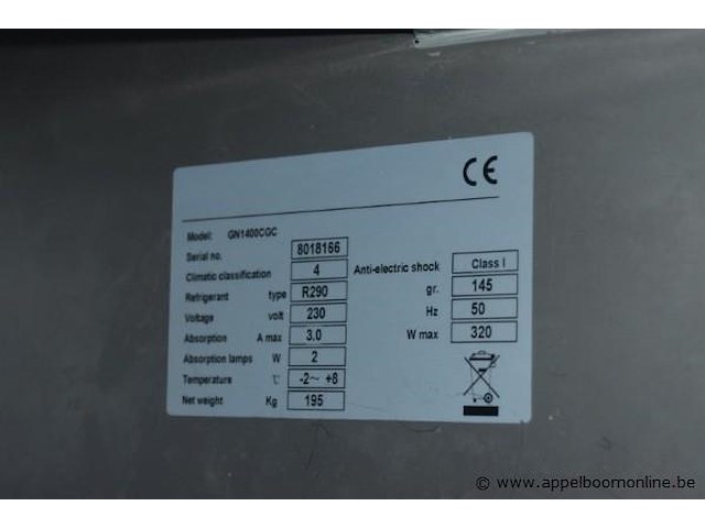 Professionele koelkast, gn1400cgc, 230v, 320w, werking niet gekend - afbeelding 2 van  2