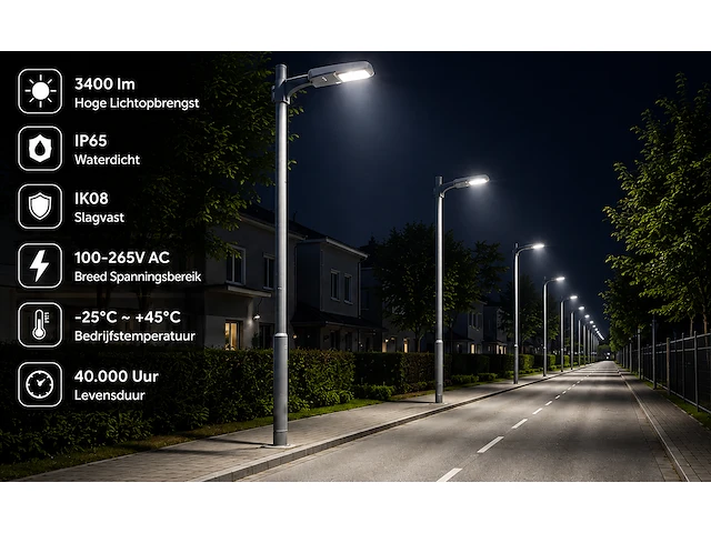 Professionele led straatlamp – 30w – 6400k koud wit – ip65 – florida-30 (10 stuks) - afbeelding 2 van  5