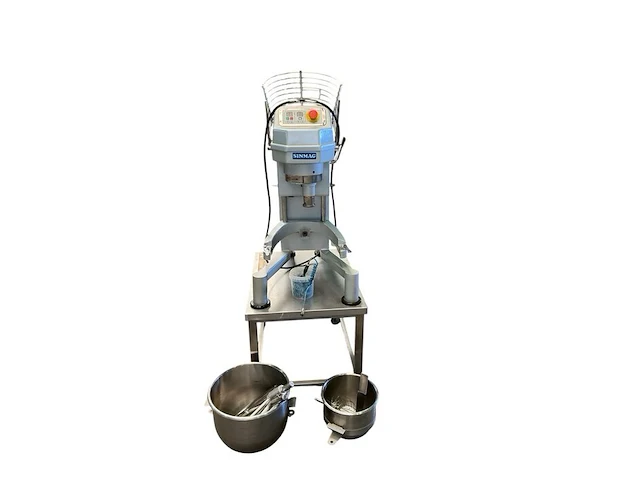 Professionele mengmachine (deegkneder) sinmag met rvs mengketel (incl. bijbehorende kleinere mengkom en hulpstukken) 59x95x130 cm - afbeelding 3 van  10