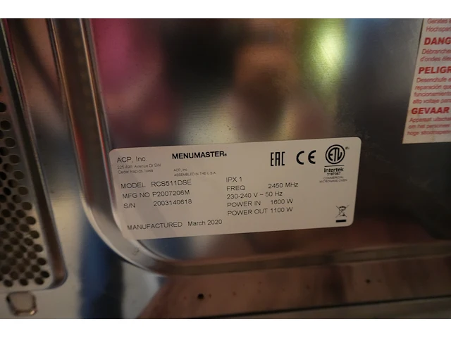 Professionele microgolfoven menumaster commercial - afbeelding 2 van  5