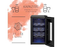 Proficook® wijnkelder voor 8 flessen, met uv-bestendige glazen deur, wijnkoeler met led-verlichting - afbeelding 3 van  6