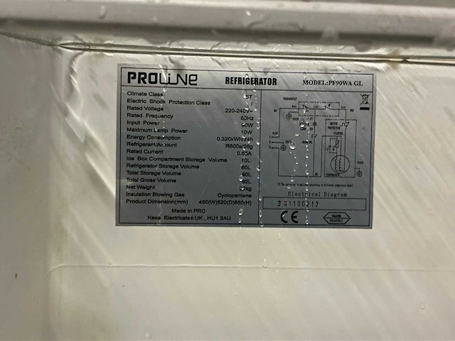 Proline pf90wa gl koelkast tafelmodel - afbeelding 6 van  6