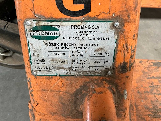 Promag pr2500 hand hydraulische palletwagen - afbeelding 3 van  3